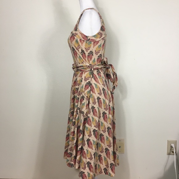 🛑🛑 SOLD!! Effie’s Heart Tan Leaf Print Dress - Picture 3 of 8